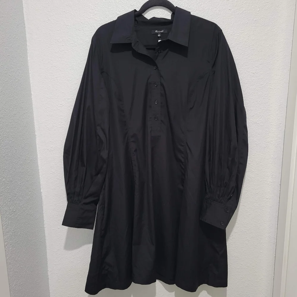 Madewell Long Sleeve Mini Shirtdress Poplin MV025 NWT Size 16 - Picture 4 of 8